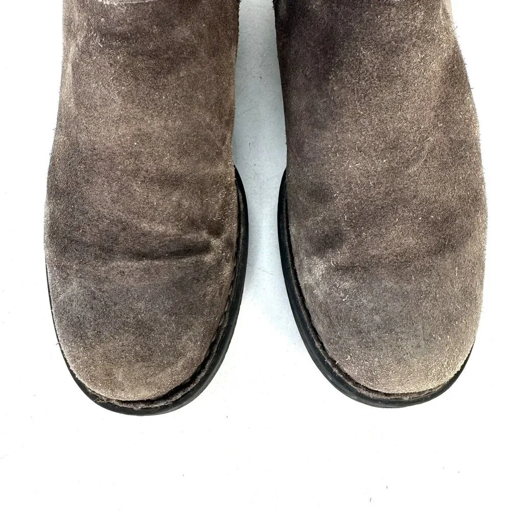 Born Womens Syd Taupe Grey Distressed 2 Suede Ankle Boots Womans Size 7 Size Zip